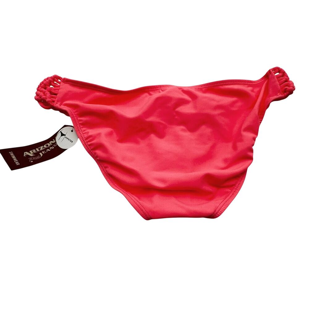 ARIZONA NWT Women's Medium Coral‎ Pink Hipster Braided Sides Bikini Bottoms Swim - Picture 2 of 8